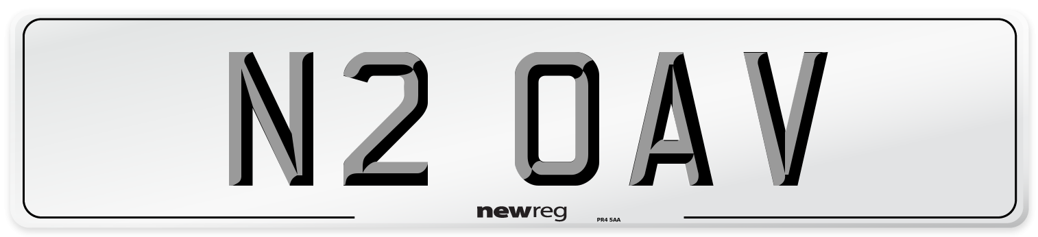 N2 OAV Number Plate from New Reg